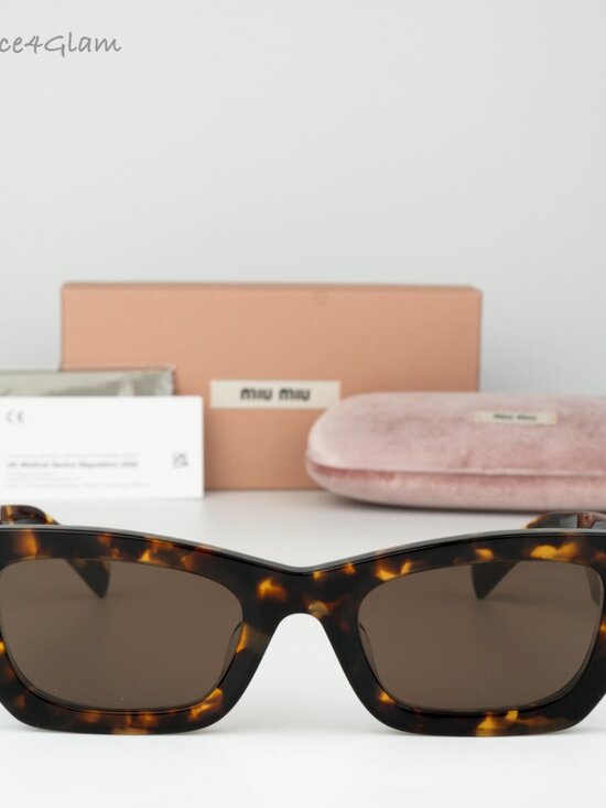 Miu Miu Women Sunglasses Havana Brown Rectangle MU09WS GLIMPSE VAU06B BRAND NEW main image 6
